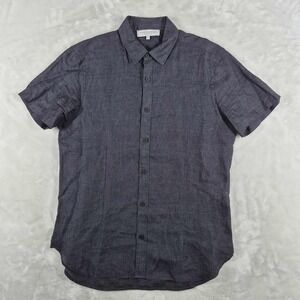 Orlebar Brown Linen‎ Shirt Men's Medium Dark Gray Short Sleeve Classic Portugal